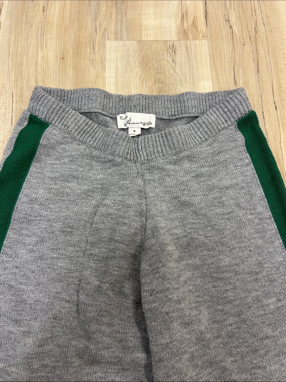 Vintage Havana Gray knit Joggers with Green Side Stripes image 2